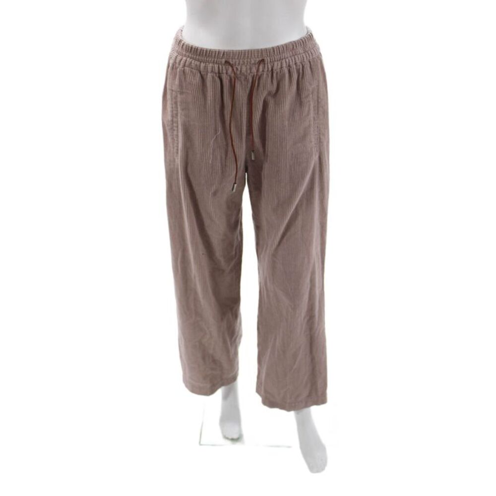 QL2 Unisex Bohemian Striped Cotton Sweatpants Brown Drawstring Size 42